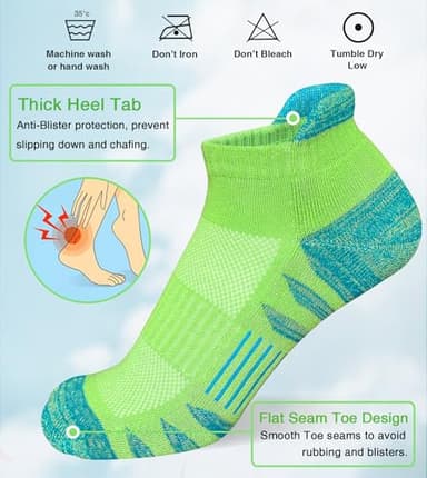 Heyoboy Womens Ankle Anti-blister Thick Cushioned Wicking Odor Resist Athletic Running Socks, Size 6-9, Colorful 5 Pairs - Image 3