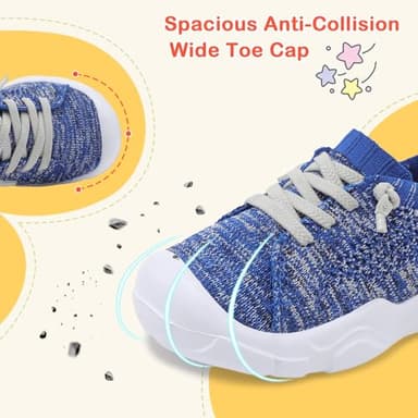 LeIsfIt Toddler Boys Girls Shoes Tennis Shoes Kids Slip on Shoes Breathable Barefoot Sneakers Blue Size 8 - Image 5