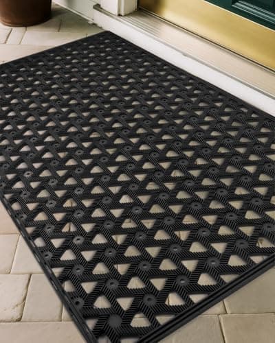 Outdoor Mat for Front Door - Door Mat Outside Entrance, 19 x 30 Welcome Rubber Doormat, Waterproof Drainage Heavy-Duty Entry Mats with Non-Slip Backing, Suitable for Gardens, Porches and Garages - Image 1
