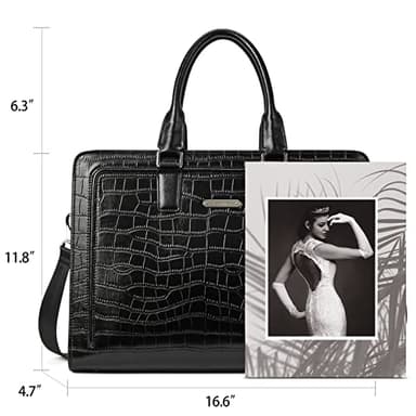 BOSTANTEN Women Genuine Leather Briefcase Tote Business Vintage Handbag 15.6" Laptop Shoulder Bag - Image 2