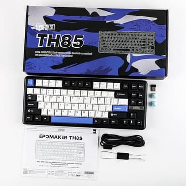 EPOMAKER TH85 QMK/VIA Wireless Gaming Keyboard, BT5.0/2.4GHz/USB-C, Hot Swappable Pre-lubed Custom Creamy Jade Linear Switches, Gasket Creamy Keyboard for PC/Mac/Office/Gaming (Black&White&Blue) - Image 9