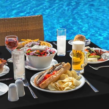 homing Rectangle Vinyl Tablecloth, Waterproof Spillproof Plastic Flannel Backed Table Cloth, Wipe Clean Table Cover for Dining, Buffet Parties and Camping (Black, 60" x 84") - Image 8