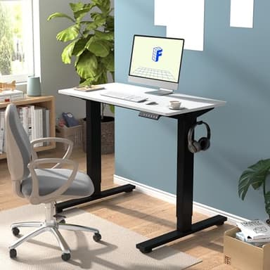 FLEXISPOT EN1 Whole-Piece Standing Desk, 40" x 24" Electric Height Adjustable Heavy Duty Steel Stand Up Desk (Black Frame + White Top, 2 Packages) - Image 2