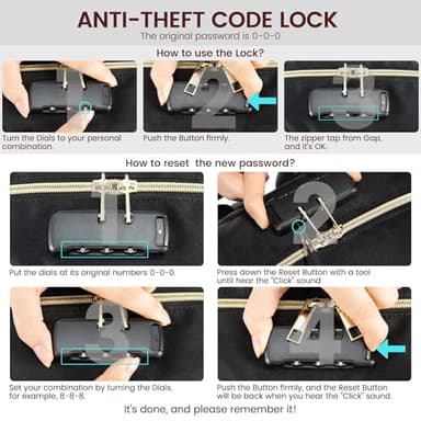 LOVEVOOK Laptop Backpack for Women, Unisex Travel Anti-theft Bag, Business Work Computer Backpacks Purse College Backpack for Men, Casual Hiking Daypack with Lock, 15.6 Inch, Black - Image 7