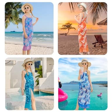 uideazone Girls One Piece Swimsuit with Wrap Skirt Purple Starry Sky Printed Swimwear Size 5 6 Sun Protection Bathing Suit Two Piece Coverups Sets for Beach Surfing - Image 5