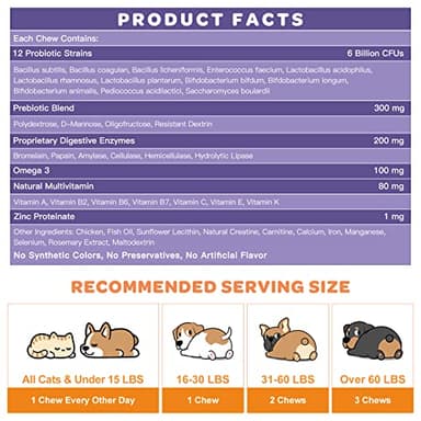 NATURE TARGET Probiotics for Dogs, 6 Billion Freeze Dried Dog Probiotics with Prebiotics & Enzymes, Vitamins, Omega 3, for Digestive & Gut Health, Itch Relief, Reduce Diarrhea, 120 Bites - Image 5