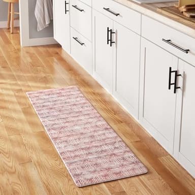 TOWN & COUNTRY BASICS Comfort Plus Boho Geo Anti Fatigue Comfort Mat, Kitchen Runner Mat, Standing Desk Mat, Dorm Room Rug, Non-Slip Backing, Maroon, 18"x55" - Image 2