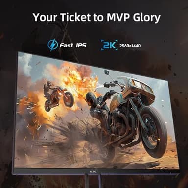 KTC 27” Gaming Monitor 180Hz QHD(2560× 1440p), 1MS,Fast IPS Monitor,122% sRGB,1X DP & 2X HDMI,HDR 10,VESA,FreeSync 144Hz 2K Monitor Black - Image 3
