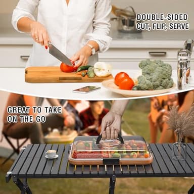 Renmxj Charcuterie Board with Clear Lid, Travel Portable Cheese Board Charcuterie Boxes Cutting Boards for Kitchen, House Warming Gifts New Home, Gifts for Women (6 Compartments Black) - Image 4