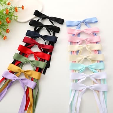 WORTL 16 PCS Hair Bows for Women,Hair Ribbon Hair Bows With Long Tail,Hair Bow Clips Hair Barrettes for Women Accessories - Image 5