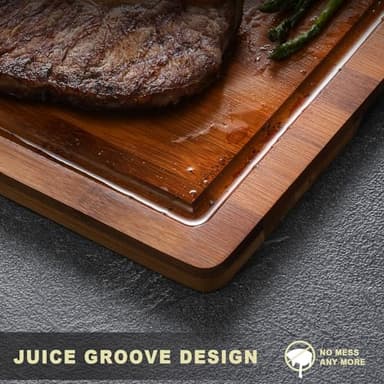 Hiware Wood Cutting Boards for Kitchen, Heavy Duty Bamboo Cutting Board with Juice Groove, Bamboo Chopping Board Set for Meat, Vegetables - 18" x 12" - Image 5