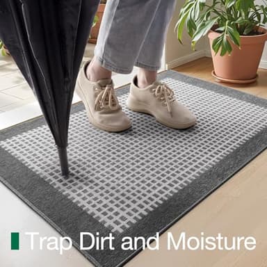 LUMI Inside Door Mat for Entry 36''x59'', Absorbent, Dirt Trapper, Low Profile Thin, Non Slip Mats with Rubber Backing, Ideal for Indoor, High Traffic, Garage, Entrance, Checkered Grey - Image 4