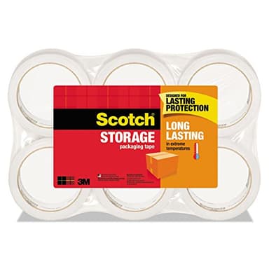 Scotch Long Lasting Storage Packaging Tape, 1.88" x 54.6 yd, Designed for Storage and Packing, Stays Sealed in Weather Extremes, 3" Core, Clear, 6 Rolls (3650-6)