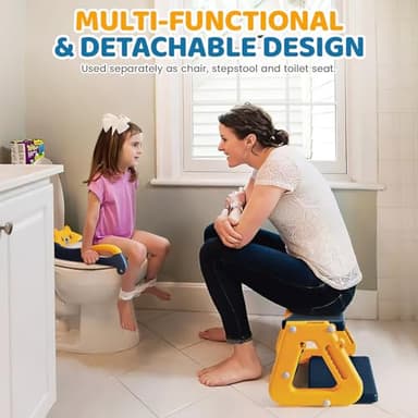 Orzbow 2-IN-1 Potty Training Seat with Step Stool, Height Adjustable Toilet Seat for Toddler, Potty Training with Splash Guard for Kids Boys Girls, Stability Ladder and Anti-Slip Pad, Yellow - Image 7