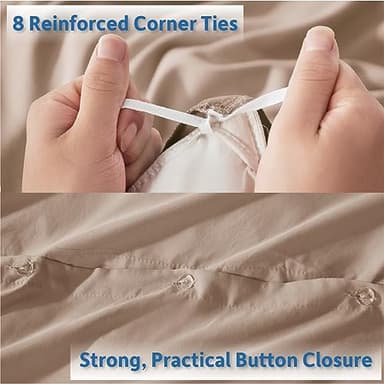 Nestl Khaki Duvet Cover Queen Size - Soft Double Brushed Queen Duvet Cover Set, 3 Piece, with Button Closure, 1 Duvet Cover 90x90 inches and 2 Pillow Shams - Image 4