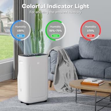 5000Sq.Ft Dehumidifier 50-80 pint for Basement and Home with Drain Hose and 1.71 Gal Water Tank, Humidity Control, 24H-Timer, Auto Defrost - Image 4