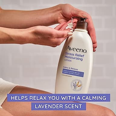 Aveeno Stress Relief Moisturizing Body Lotion with Lavender Scent, Natural Oatmeal to Calm & Relax, Non-Greasy Daily Stress Relief Lotion, 18 fl. oz (Pack of 3) - Image 2