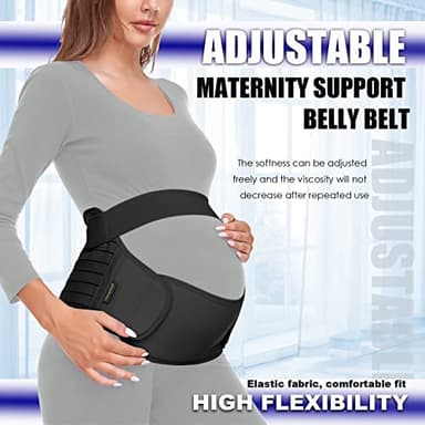 ChongErfei Maternity Belt, Pregnancy 3 in 1 Support Belt for Back/Pelvic/Hip Pain, Maternity Band Belly Support for Pregnancy Belly Support Band (L: Fit Ab 39.5"-51.3", Black) - Image 3