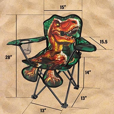 Toy To Enjoy Outdoor Dinosaur Kids Camping Chair – Foldable Children’s Chair for Camping, Tailgates, Beach, – Carrying Bag Included Mesh Cup Holder & Sturdy Construction. Ages 5 to 10 (Patent Pending) - Image 2