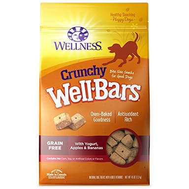 Wellness WellBars Dog Treats, Natural, Training Treat, Grain Free, Crunchy Yogurt, Apples & Banana (45 Ounce Bag) - Image 1
