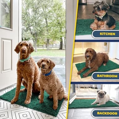 Muddy Mat® AS-SEEN-ON-TV Highly Absorbent Microfiber Dog Door Mat and Pet Rug, Non Slip Thick Washable Area and Bath Mat Soft Chenille for Kitchen Bathroom Bedroom and Indoor-Dark Green Runner 24"X60" - Image 6