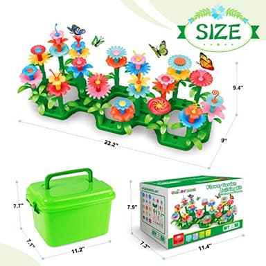 SpringFlower Toys for Girls 3 4 5 6 7 Years Old, Flower Garden Building Kit with Storage case,Educational STEM Toy and Preschool Garden Play Set for Toddlers, for Kids,148pcs - Image 7