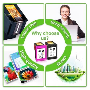 64XL Ink Cartridge Combo Pack for HP Ink 64 Replacement for HP 64 Ink Cartridges Black/Color Works with HP Envy Photo 7855 7858 7155 7800 6255 6200 Tango Series Printer Ink HP 64 - Image 7