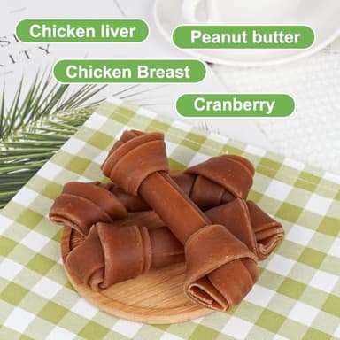 MON2SUN Rawhide Free Dog Treats, Peanut Butter Bones, 5 Inch 6 Count Chews for Small and Medium Dogs, Healthy Bones for Balanced Nutrition (Peanut Butter, 12.7 Ounce -Pack of 1) - Image 3