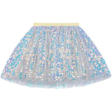 KEREDA Toddler Girls Layered Tutu Skirt Sparkling Sequin Tulle Dance Skirts 2-6 Y Grey - Image 1