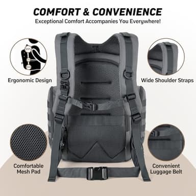 SHARKMOUTH Diaper Bag with Changing Pad - Large Military Baby Diaper Backpack for Hiking Travel Camping - Army Style for Men Active Dad Gray - Image 4