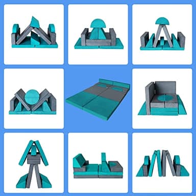 RELIANCER Modular Kids Play Set - 8PCS Foam Couches for Playroom, Toddler to Teen Sectional Sofa, Childrens Nugget Couch, Playhouse Fort Set - Image 7