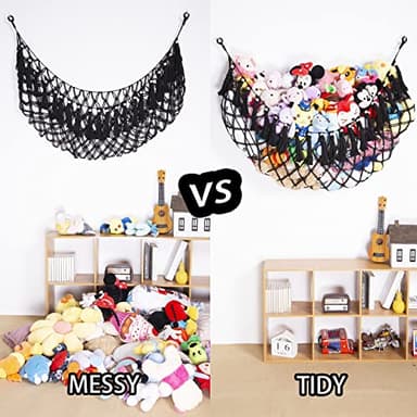 YKBU Large Stuffed Animal Net or Hammock Macrame Toy Display Plush Toy Holder Wall Hanging Net for Stuffed Animal Storage_Black - Image 3