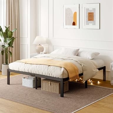 ZIYOO Full Size Bed Frame with Heavy Duty Steel Slat, 14 Inches Platform Bed Frame, Non-Slip Design, No Box Spring Needed, Easy Assembly, Quiet Noise Free, Under Bed Storage Space, Black - Image 1