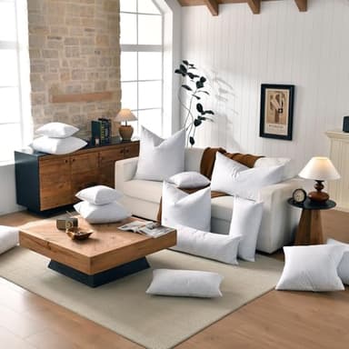 basic home 20x20 Decorative Throw Pillow Inserts-Down Feather Pillow Inserts-Square-Cotton Fabric-Set of 2-White. - Image 5