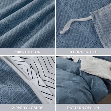 SAPHREAS Duvet Cover Queen Size Dark Blue Geometric Pattern Duvet Cover Set 3pcs Cotton Soft Bedding Comforter Cover 1 Duvet Cover 90"x90" and 2 Pillow Shams 20"x26" - Image 5