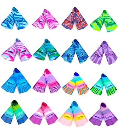 Fadgesy Swimming Training Fins,Comfortable Silicone Flippers for Swimming and Diving,Size Suitable Kids Girls Boys Adult (Small, SixColorful-G) - Image 3