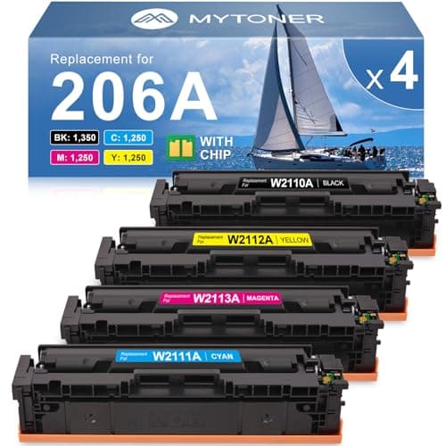 MYTONER 206A Toner Cartridges 4 Pack (with Chip) Compatible Replacement for HP 206A 206X for Color Pro MFP M283fdw M283cdw M282nw Pro M255dw M255nw M283 M255 M282 Printer W2110A W2110X High Yield - Image 1