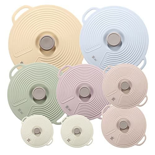GUANCI Silicone Lids for Bowl 8 Pack, Microwave Splatter Cover with 6 Sizes Reusable Heat Resistant Lids Fits Cups, Bowls, Plates, Pots, Pans, Skillets, Stove Top, Oven, Fridge Dishwasher Safe - Image 1