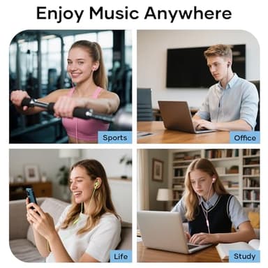 Wired Earbuds with Microphone 5 Pack, in-Ear Headphones with Heavy Bass, High Sound Quality Earphones Compatible with iPad, Laptop, MP3, Android Smartphones, Fits All 3.5mm Jack Device - Image 7