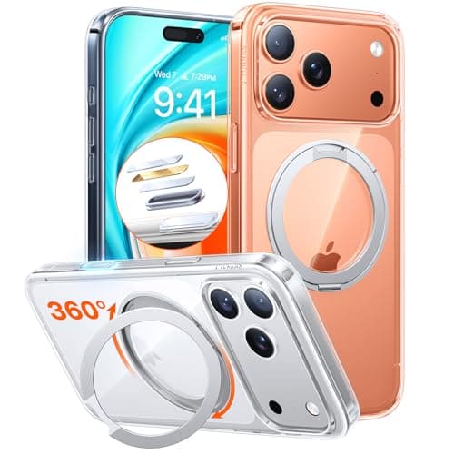 TORRAS Upgrade 360 Magnetic Stand for iPhone 17 PRO Case with Camera Control Button, Fit for MagSafe, Mil-Grade Protection, Slim Soft Edge Translucent Back for iPhone 17Pro 6.3 inch, Clear - Image 1