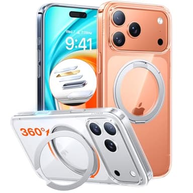 TORRAS Upgrade 360 Magnetic Stand for iPhone 17 PRO Case with Camera Control Button, Fit for MagSafe, Mil-Grade Protection, Slim Soft Edge Translucent Back for iPhone 17Pro 6.3 inch, Clear - Image 1