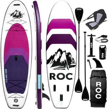 Roc Inflatable Stand Up Paddle Boards | Premium SUP Paddle Board Accessories, Wide Stable Design, Non-Slip Comfort Deck for Youth/Adults (Violet W Kayak Seat) - Image 1