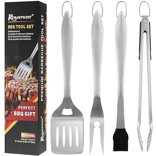 ROMANTICIST 4pcs Heavy Duty Grill Accessories for Top Chef - Professional Grill Tools Set & Basic BBQ Tools for Backyard Restaurant Outdoor Kitchen - Deluxe Grill Gift for Dad on Father’s Day Birthday - Image 1