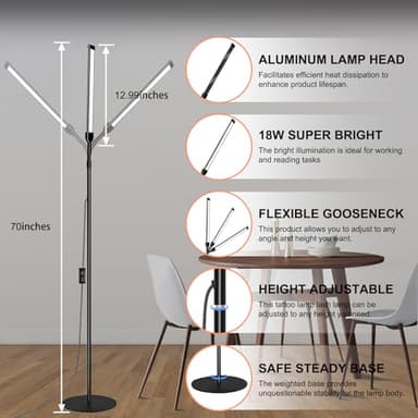 DAYSOFT LED Floor Lamp for Reading Floor Lamp for Home Office Lash Light Tattoo Light Standing Lamp for Bedroom Task Craft Sewing Nail Lights - Image 2