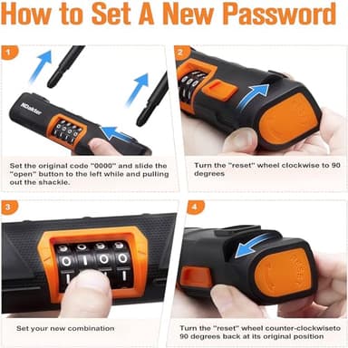 NDakter Bike Locks Heavy Duty Anti Theft, Combo Bike U Lock, 4-Digit Resettable Combination Bicycle Lock, Large U Shaped Ebike Lock with 5Ft Steel Cable for Electric Bike, Escooter, Motorcycle,Door - Image 6