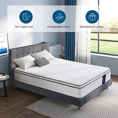 Inofia Twin Mattress, 10 Inch Twin Size Hybrid Mattress with Gel Memory Foam, Breathable Comfortable Single Mattress, Fiberglass Free, Individually Wrapped Coils, Supportive&Pressure Relief - Image 3