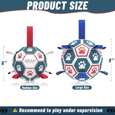 QDAN Dog Toys Soccer Ball with Straps, Herding Balls for Dogs, Interactive Toy for Tug of War, Durable Dog Balls for Medium Large Dogs (8 Inch) - Image 6