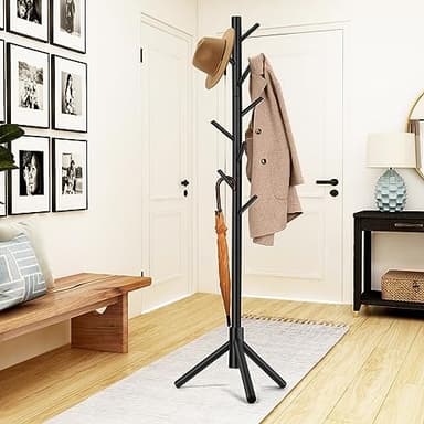 WANGMUXIA Coat Rack, Freestanding Coat Rack with 8 Hooks and 3 Adjustable Size Tree Coat Racks for Bedroom, Hallway, Entrance, Office, for Hats, Coats, Scarves, Handbags - Image 5