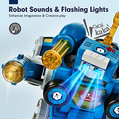 hahaland 5 Year Old Boy Birthday Gift - STEM Toys for Ages 5-7, Toy for 5 6 Year Old Boy, 5 in 1 Building Take Apart Trucks Transform to Robot, Boys Toys Stocking Stuffers Christmas Grandkids Gifts - Image 6