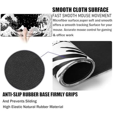 TEDNETGO Extra Large Mouse Pad, Gaming Mouse Pad, Waterproof Extra Large Mousepad with Stitched Edges, Non-Slip Base Keyboard Pad for Gamer, Office & Home, 31.5 x 15.8, Dragon - Image 3